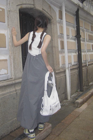 Korean A-line Long Skirt Suspender Dress
