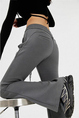 retro low-waist bootcut casual pants