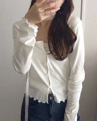 Flower lace camisole & cardigan set