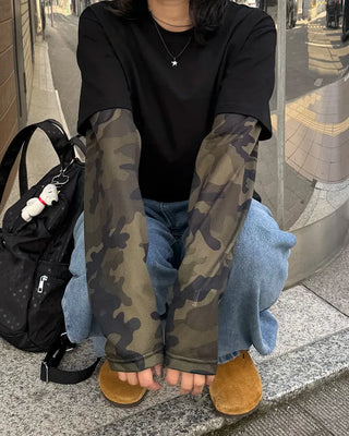 Camouflage layered T-shirt
