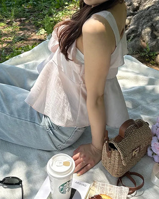 Ribbon frill sleeveless