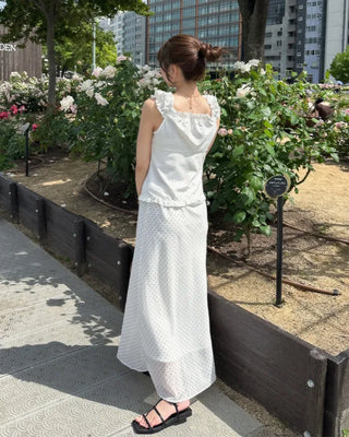 Polka Dot Chiffon Long Skirt