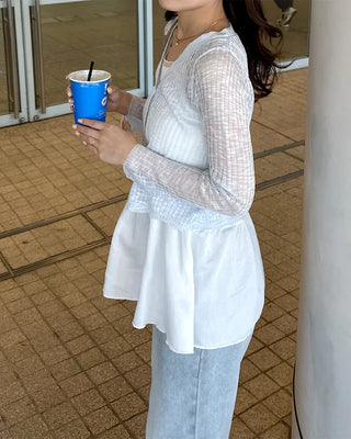 V-neck sheer cardigan