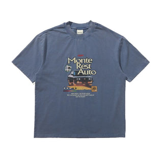 [Monterest] Washed Cotton Racing Print T-Shirt