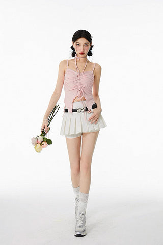 Two-Piece Set Suit Blouse Drawstring Cardigan