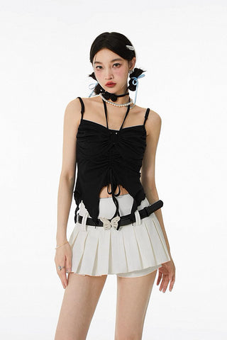 Two-Piece Set Suit Blouse Drawstring Cardigan