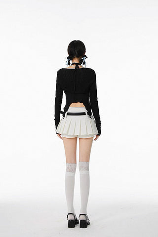 Two-Piece Set Suit Blouse Drawstring Cardigan