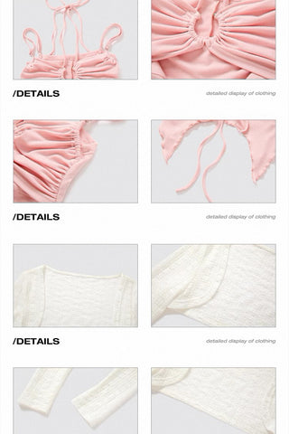 Two-Piece Set Suit Blouse Drawstring Cardigan