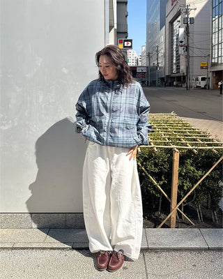 (Unisex) Check Hooded Wind Jacket
