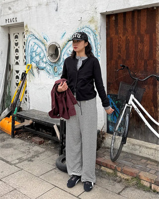 Striped wide-leg pants