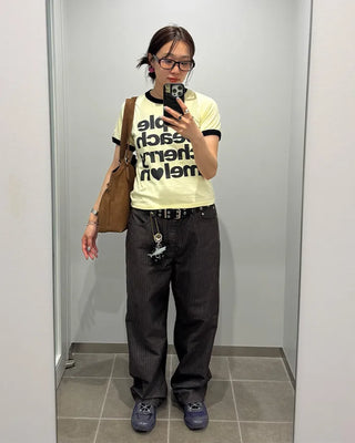 Non-faded herringbone denim pants