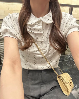 Dot Shirring Short-Sleeve T-Shirt