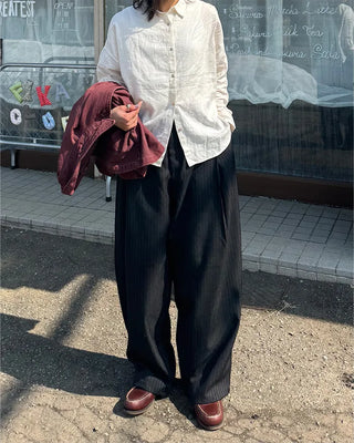 Striped wide slacks