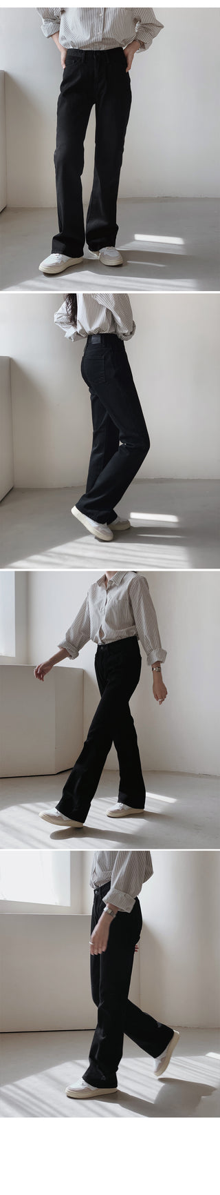 (basic/long) Premium semi-bootcut black denim pants - 4 sizes