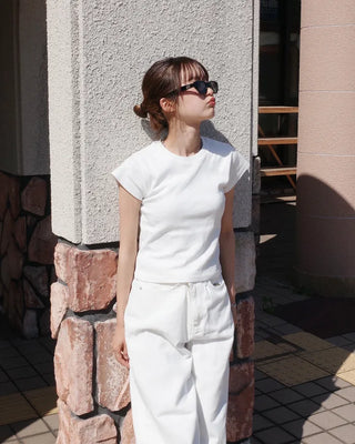 Basic cropped short-sleeved T-shirt