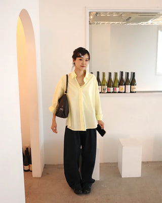 Basic long-sleeved cotton shirt