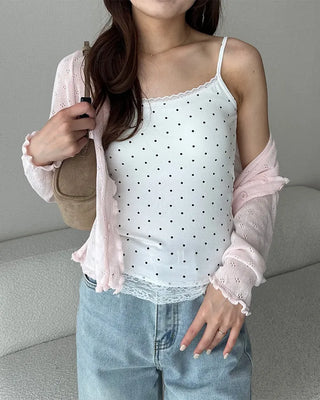 Dot lace point camisole