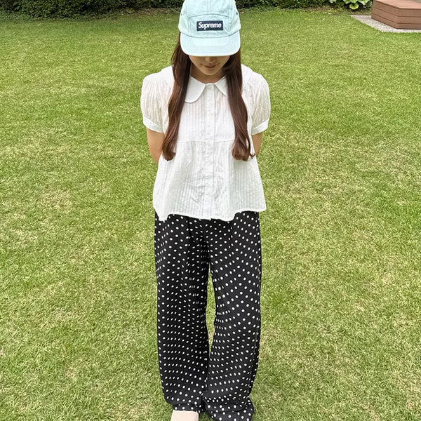 Polka Dot Linen Balloon Pants