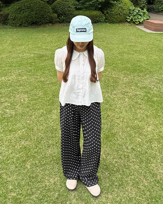 Polka Dot Linen Balloon Pants