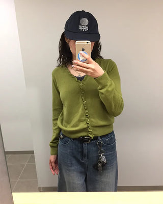 Frill knit cardigan