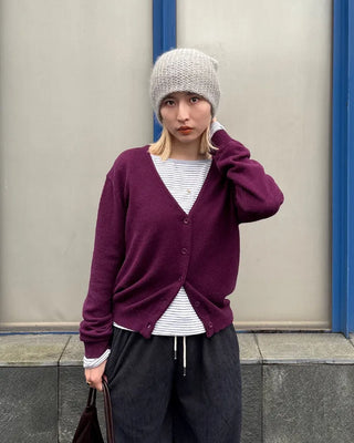V-neck drop-shoulder rayon cardigan