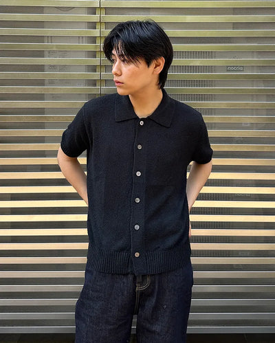Boucle Collar Short-Sleeve Cardigan