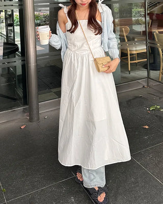 Ribbon flared long skirt
