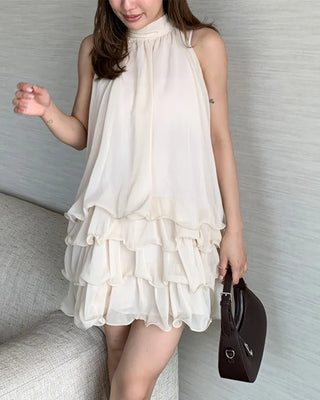 Frilled tiered halter neck blouse & shorts set