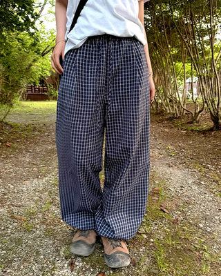 Pintuck Check Banding Pants