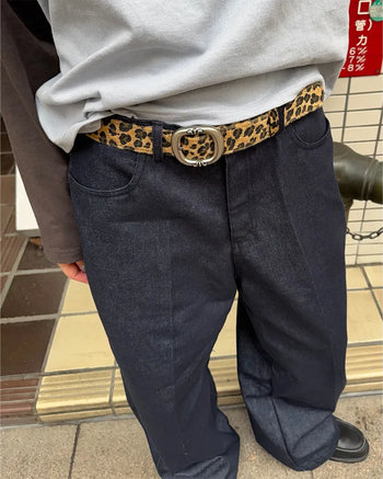 Antique buckle leopard belt