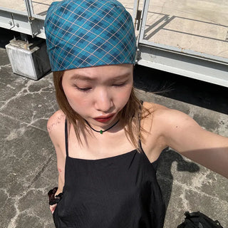 Square check scarf