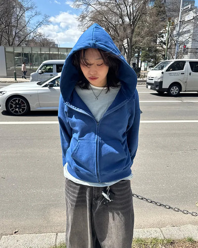 Oversized washed zip hoodie