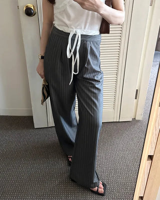 Layered pinstripe slacks