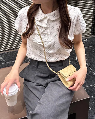 Dot Shirring Short-Sleeve T-Shirt