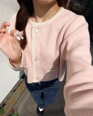 Two-tone knit cardigan