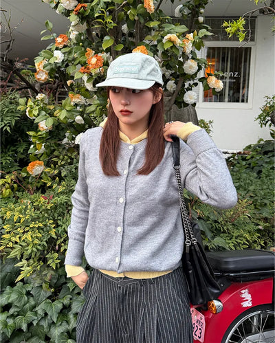 Hooded layered cardigan