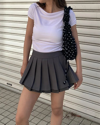Double pleated mini skirt