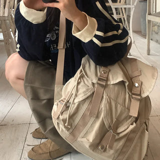 Double buckle pocket nylon backpack/rucksack