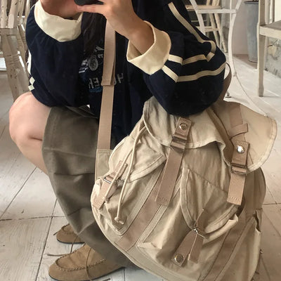 Double buckle pocket nylon backpack/rucksack