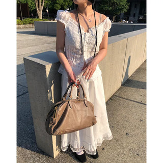 Frilled lace long skirt
