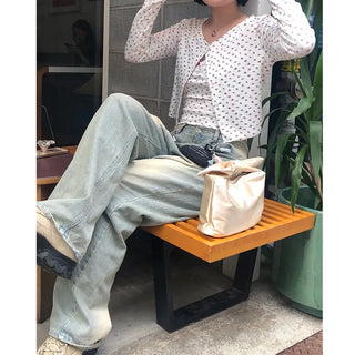 Vintage Wash Wide Denim Pants