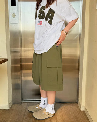 Nylon cargo Bermuda shorts
