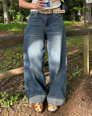 (Unisex) One-flap hip pocket wide jeans