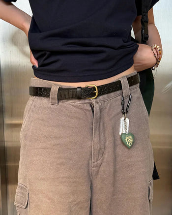 Crocodile oval buckle belt