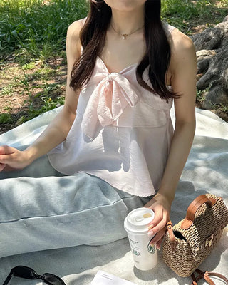 Ribbon frill sleeveless