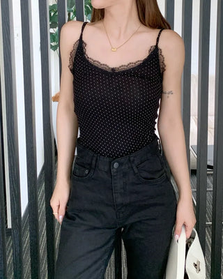 Polka dot lace camisole