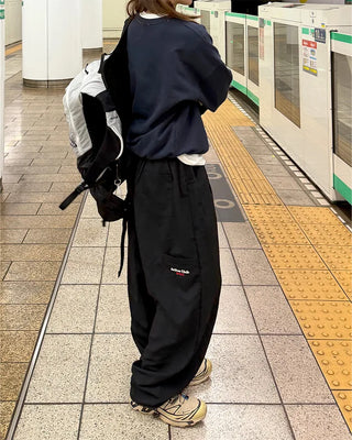 Embroidered Logo Wide Nylon Pants