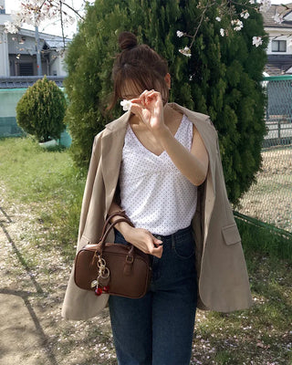 V-neck polka dot sleeveless top