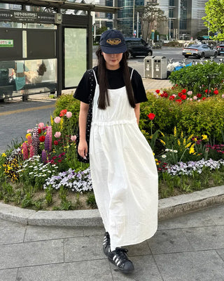 Frilled Shirring Long Dress