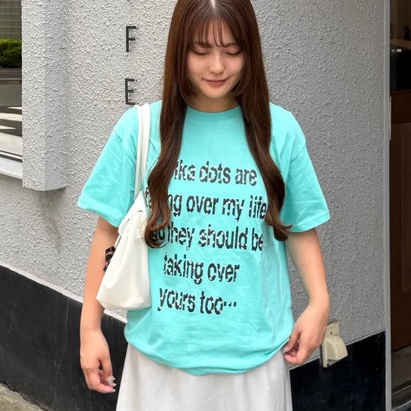 Dot lettering print short-sleeved T-shirt